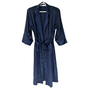 Vintage Victoria’s Secret Navy Blue Satin duster Robe Lounge 80s 90s Robe L